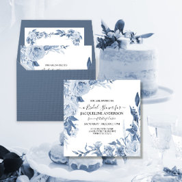 Invitación Elegante Chinoiserie Floral Blue Bridal Shower