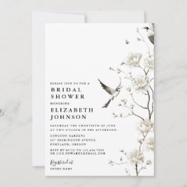 Invitación Elegante Chinoiserie Floral QR Code Bridal Shower