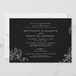 Invitación Elegante Chinoiserie negra ambos padres Boda