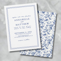 Elegante Chinoserie Azul Pájaro Floral Boda