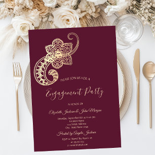 Invitación Elegante Chispa Oro Paisley