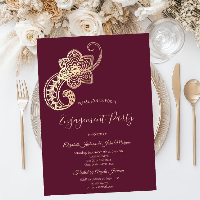 Invitación Elegante Chispa Oro Paisley  (Subido por el creador)
