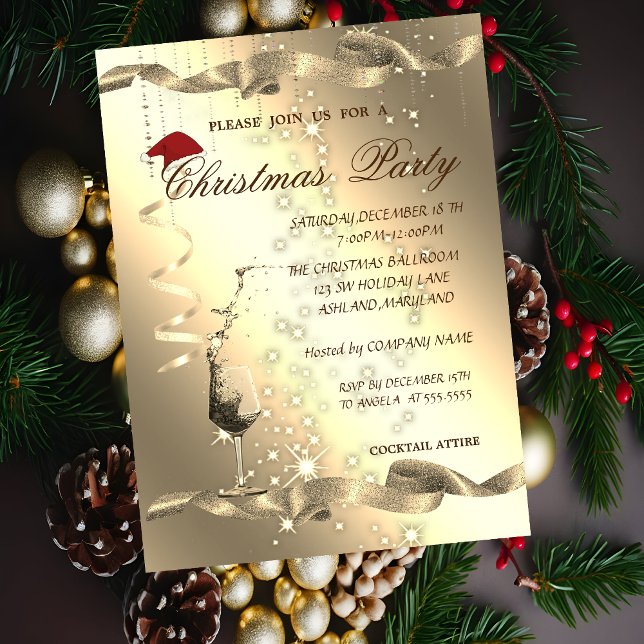 Invitación Elegante, chispa, vidrio, fiesta de Navidad (Subido por el creador)
