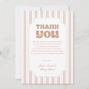 Invitación Elegante Choco Marrón Rayado Gracias Baby Shower