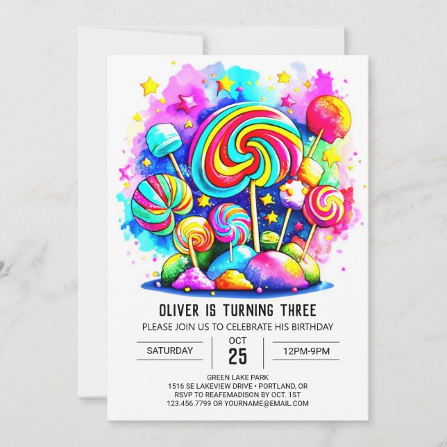 Invitación Elegante chocolate dulce Imprimible Cumpleaños (Anverso)