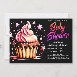 Invitación Elegante chocolate negro Chica Baby Shower
