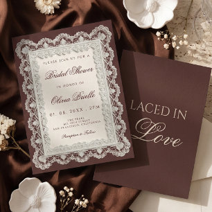 Invitación Elegante Chocolate Old Money Encaje Despedida de S