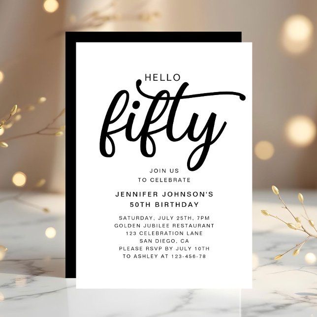 Invitación Elegante cincuenta cumpleaños 50 (Elegant Fifty 50th Birthday Invitation Digital Download)