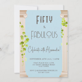Invitación Elegante Cincuenta Fabuloso Tema Griego Cumpleaños
