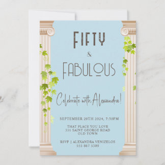 Invitación Elegante Cincuenta Fabuloso Tema Griego Cumpleaños