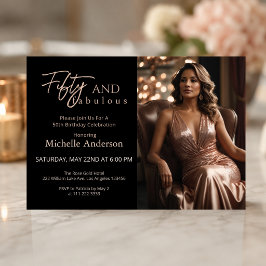 Invitación Elegante cincuenta y fabuloso cumpleaños de oro ro