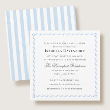 Elegante Cinta Baby Shower Stripes Blue Square