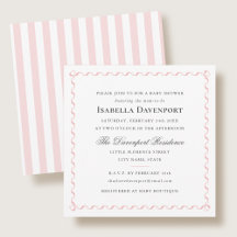 Elegante Cinta Baby Shower Stripes Pink Square