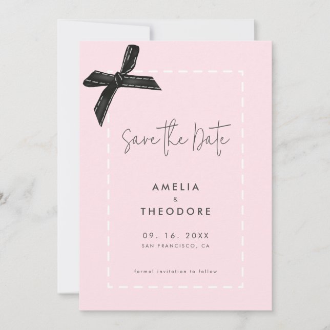 Invitación Elegante Cinta de Boda de Vapor Guardar la fecha (Anverso)
