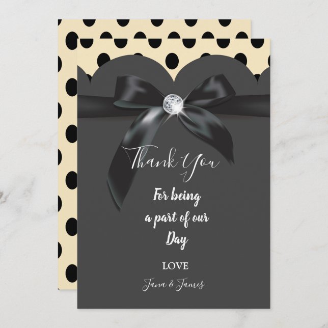 Invitación Elegante cinta de moda moderna gracias (Anverso / Reverso)