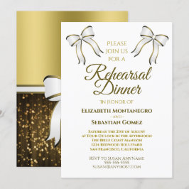 Invitación Elegante Cinta dorada y Boda de barbacoa Cena