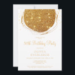 Invitación Elegante Círculo Purpurina de Oro 50. Fiesta de cu<br><div class="desc">Un falso círculo abstracto de Relieve metalizado de oro con líneas radiantes,  sobre un fondo blanco,  con una rociada de purpurina. Sofisticado y glamuroso. Invitación a una fiesta de cumpleaños número 50 de la moda. Solicitar en forma impresa,  digital o impresa y digital. ¡personalizar de cualquier edad!</div>