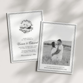 Invitación Elegante Cisne Dibujado a Mano Botánico Vintage Bo