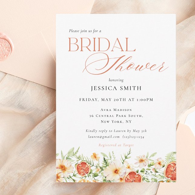 Invitación Elegante Citrus Floral Bridal Shower (Subido por el creador)