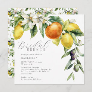 Invitación Elegante Citrus Lemon Naranja Bridal Ducha