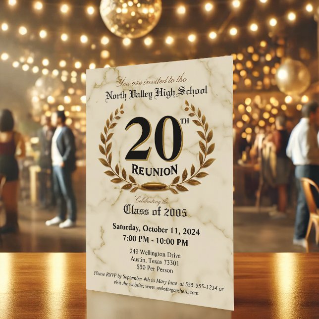 Invitación Elegante clase 20ª Reunión de la Escuela Secundari (Subido por el creador)
