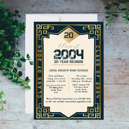 Invitación Elegante clase Art Déco de 2004 Reunión 20 años de