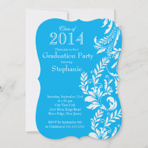 Invitación Elegante Clase Blanca Azul del Partido de Graduaci