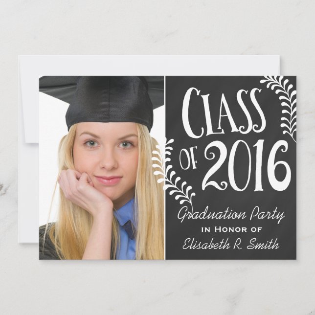 Invitación Elegante Clase Chalkboard del Partido de Graduació (Anverso)