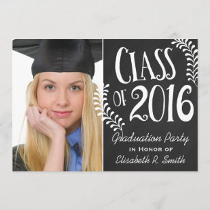 Invitación Elegante Clase Chalkboard del Partido de Graduació