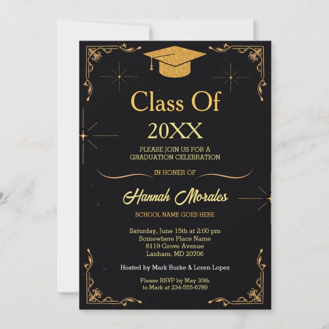Invitación Elegante Clase de Graduación de Grado 2024 (Anverso)