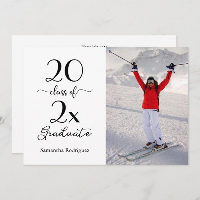 Invitación Elegante Clase de Script del Partido de Graduación (Anverso / Reverso)