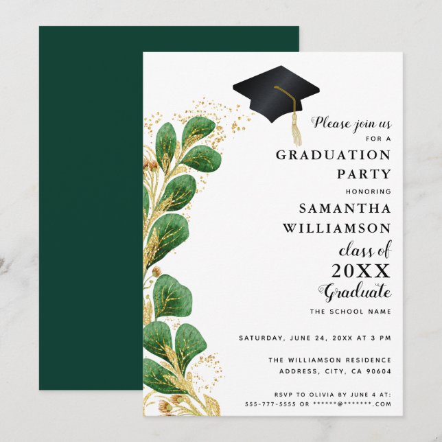Invitación Elegante Clase de Verdor de 2025 Graduación modern (Anverso / Reverso)