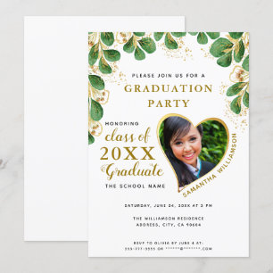 Invitación Elegante Clase de Verdor Floral de Graduación 2025