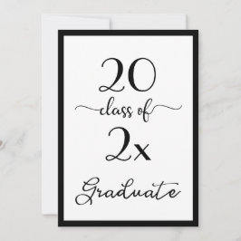 Invitación Elegante Clase Del Partido De Graduación Blanco Ne