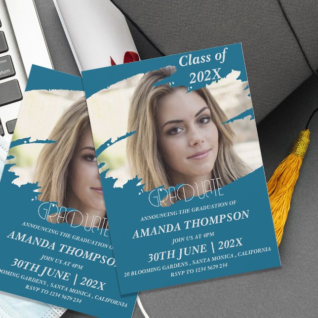 Invitación Elegante Clase Del Partido De Graduación De Foto G (Elegant Class Of 2026 Grad Photo Graduation Party Invitation)