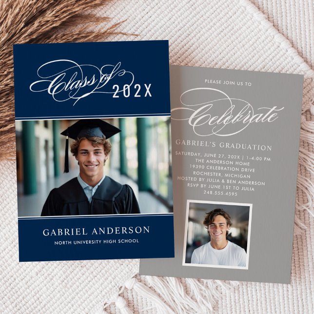 Invitación Elegante Clase del Partido de Graduación de Fotogr (Subido por el creador)