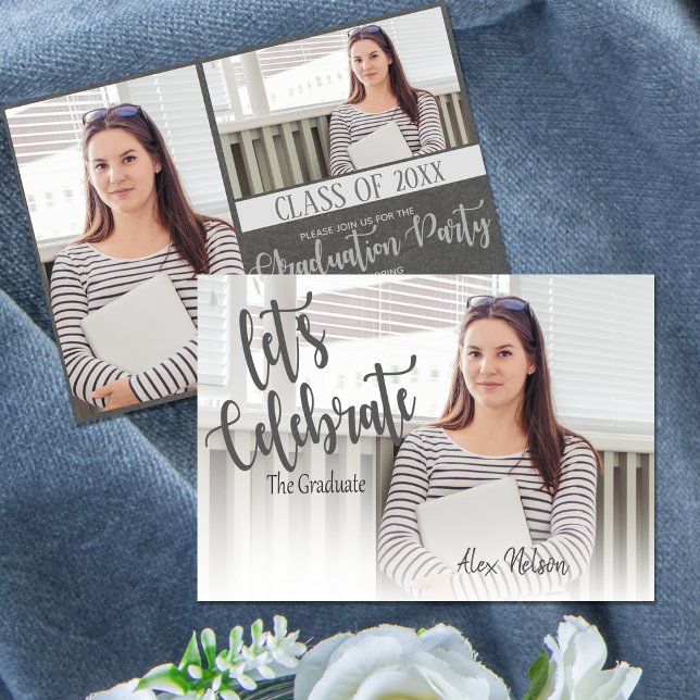 Invitación Elegante Clase Del Partido De Graduación Fotográfi (Elegant Class Of 2024 photo Graduation Party Invitation)