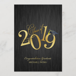 Invitación Elegante Clase Funky Gold de Graduación 2019