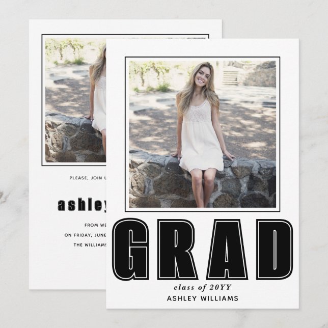 Invitación Elegante clase GRAD de 2024 foto de graduación (Anverso / Reverso)