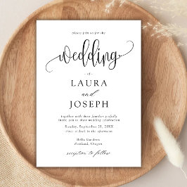 Invitación Elegante Clásica Escritura Caligráfica Boda