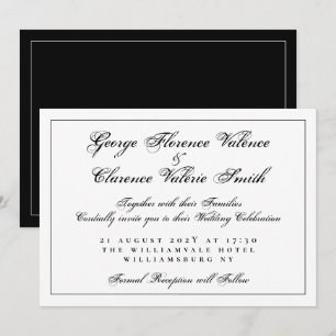 Invitación Elegante Clásica Escritura Caligráfica Boda