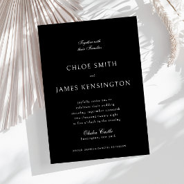 Invitación Elegante clásico Boda blanco negro formal