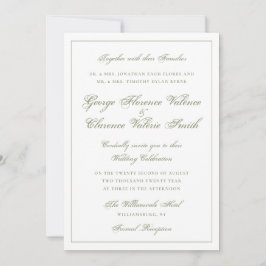 Invitación Elegante Clásico Boda Caligrafía Verde Musgo