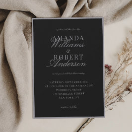 Invitación Elegante Clásico Boda de Dinero Antiguo en Negro M