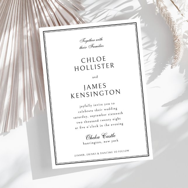 Invitación Elegante clásico Boda de marco negro formal (Subido por el creador)