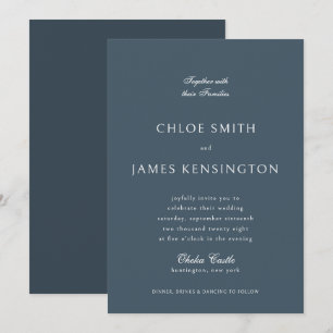 Invitación Elegante clásico Boda formal oscuro azul oscuro