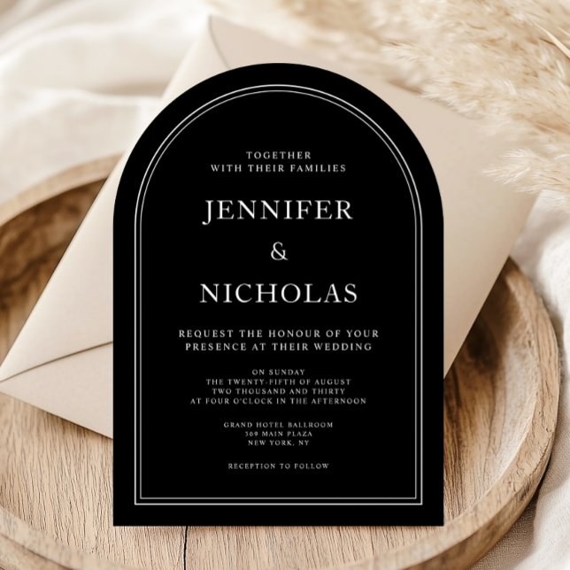 Invitación Elegante clásico Boda negro formal (Elegant Classic Formal Black Wedding Invitation)
