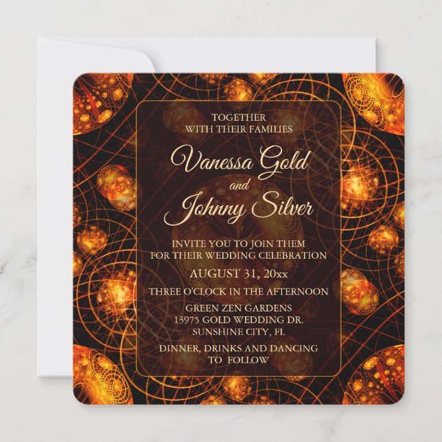 Invitación Elegante Clásico Boho Moderno Dorado #901 Boda (Anverso)