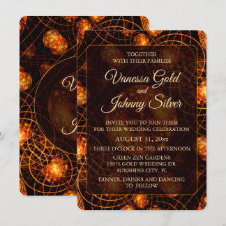 Invitación Elegante Clásico Boho Moderno Dorado #901 Boda
