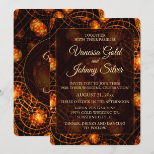Invitación Elegante Clásico Boho Moderno Dorado #901 Boda